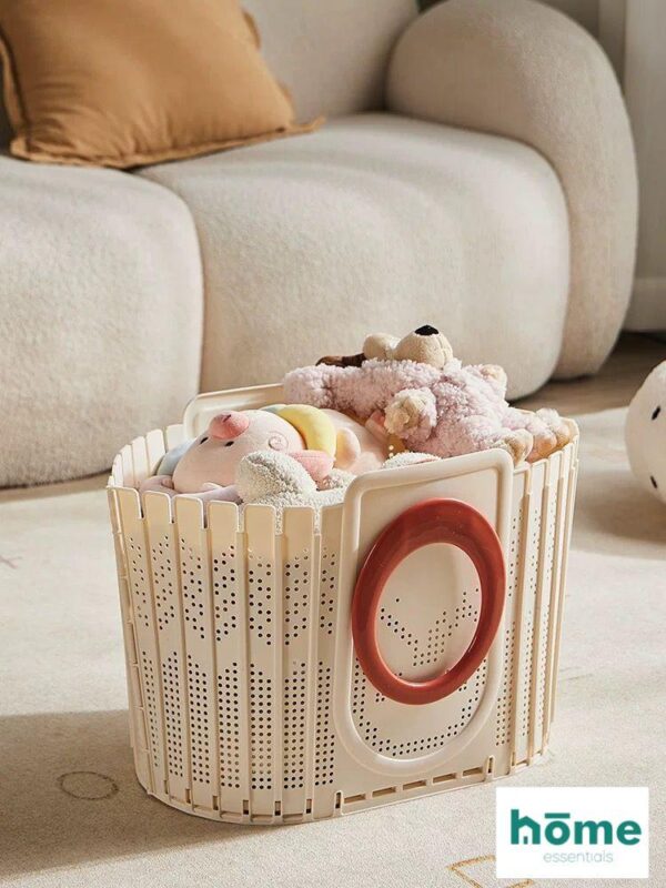 Panier à linge ou de course pliable - grand format (Beige noire - Beige ocre) – Image 7