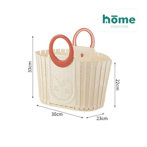 Panier à linge ou de course pliable - grand format (Beige noire - Beige ocre) – Image 8