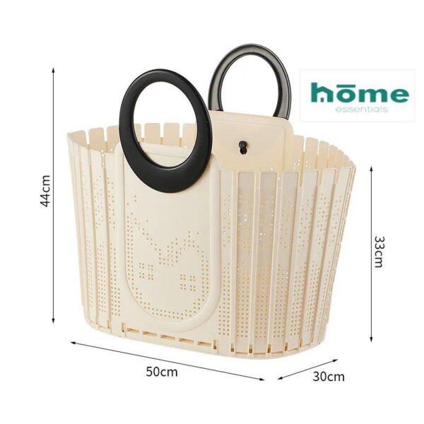 Panier à linge ou de course pliable - grand format (Beige noire - Beige ocre)