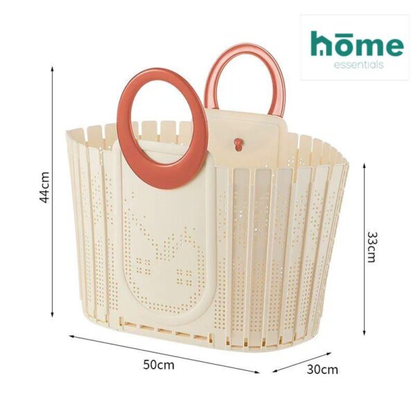 Panier à linge ou de course pliable - grand format (Beige noire - Beige ocre) – Image 6