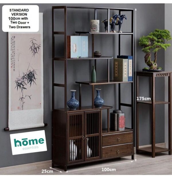 Biliothèque en bambou de style antique, étagère à livres, choix de rangement élégant – Image 3