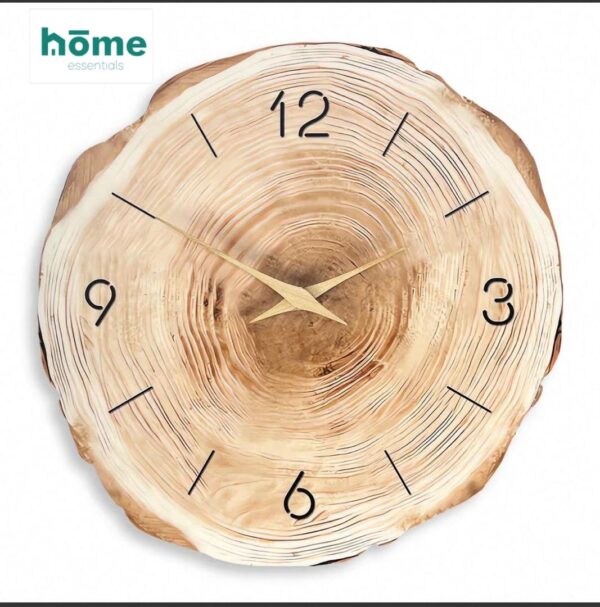 Horloge murale silencieuse en bois 40,6 cm (Marron - Beige) – Image 2
