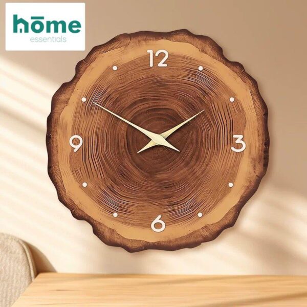Horloge murale silencieuse en bois 40,6 cm (Marron - Beige) – Image 3