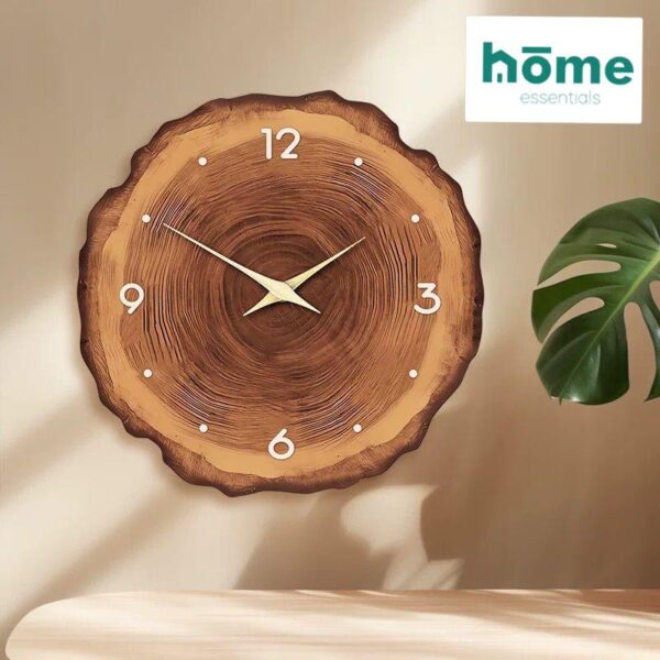 Horloge murale silencieuse en bois 40,6 cm (Marron - Beige) – Image 4