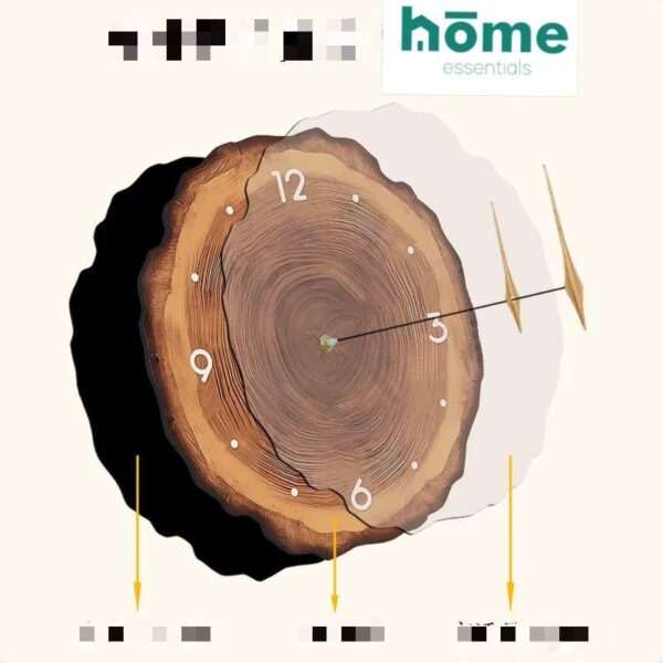 Horloge murale silencieuse en bois 40,6 cm (Marron - Beige) – Image 7