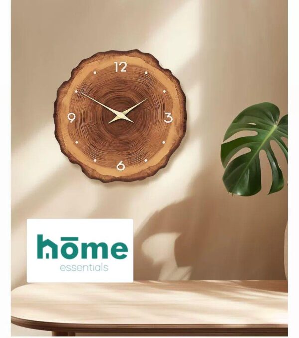 Horloge murale silencieuse en bois 40,6 cm (Marron - Beige) – Image 8